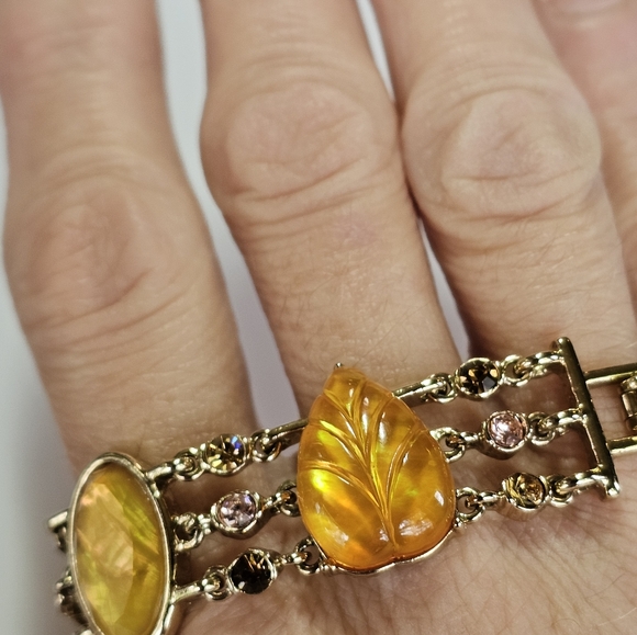 Rare Vintage Fall Colored Cabachons & Colorful Rhinestones in Gold Tone! ✨️ - Picture 8 of 8